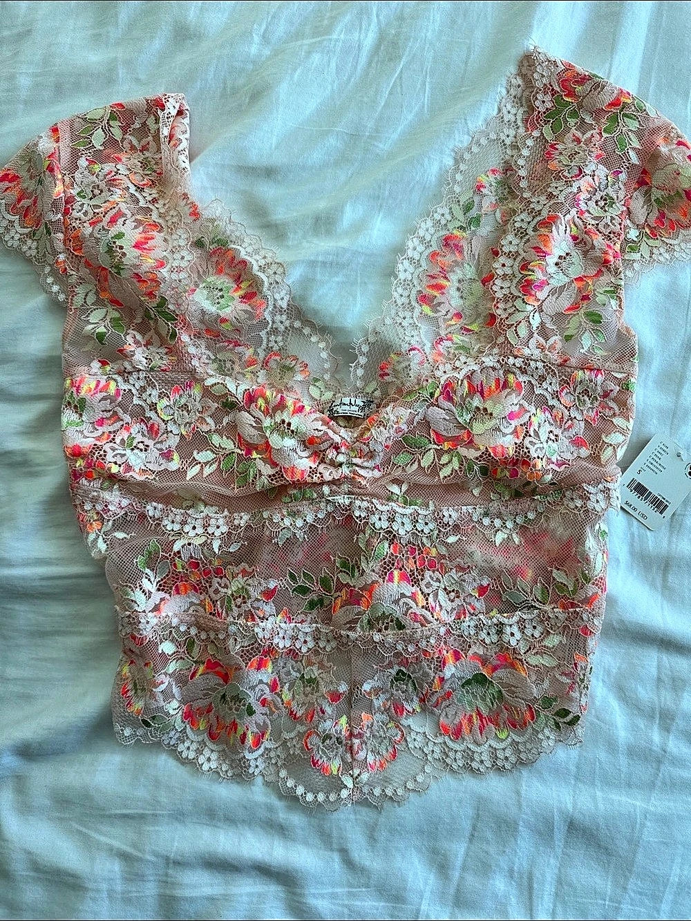 Free People Floral Lace Crop Top Size Small NWT